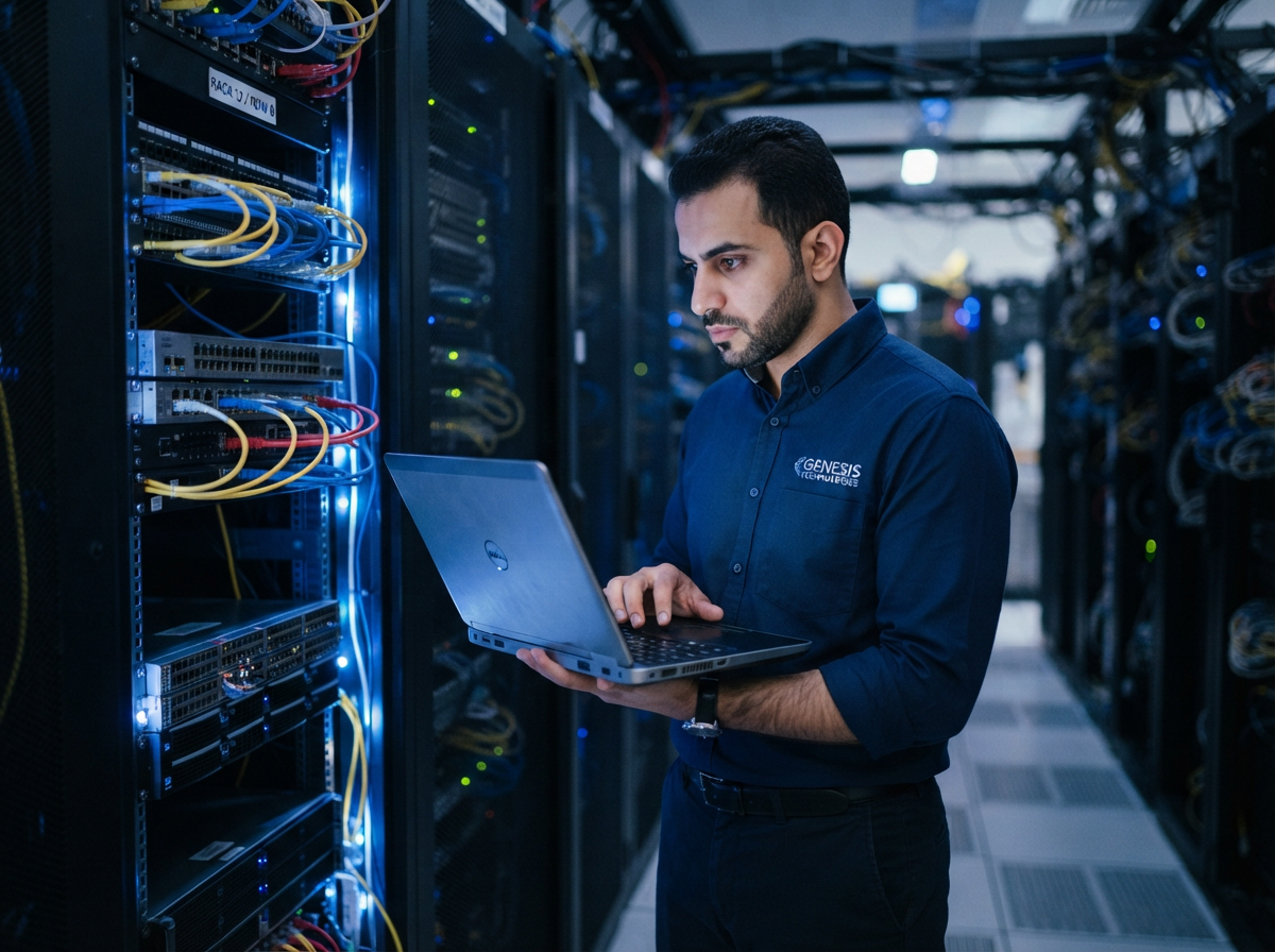 مهندس سنتینل در حال بررسی رک